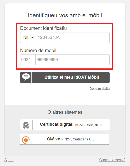 Informar del DNI y teléfono