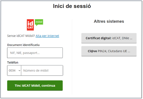 Sistema identificación idCAT Móvil